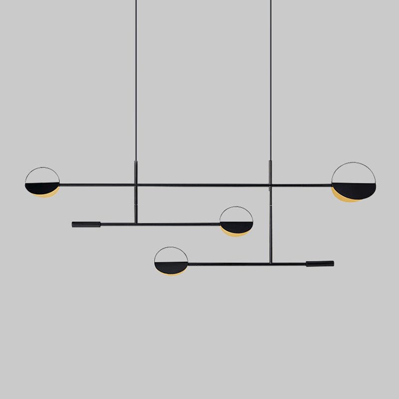 Minimalist 3-Arm Pendant Light With 4 Bulbs For Dining Room Island Black