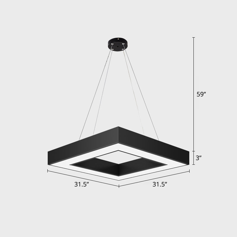 Black Square Led Chandelier Nordic Style Acrylic Ceiling Light / 31.5