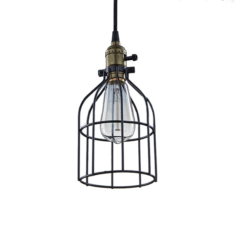 Retro Birdcage Hanging Pendant Light In Black - Coffee Shop Accent