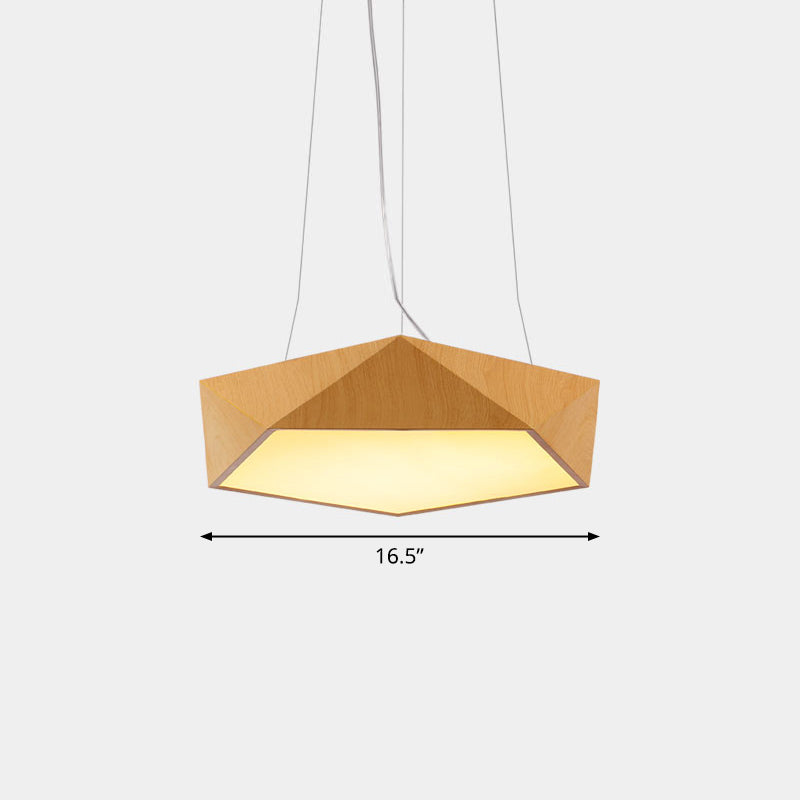 Nordic Acrylic Led Pendant Chandelier In Light Wood - Office Ceiling / 16.5 Warm