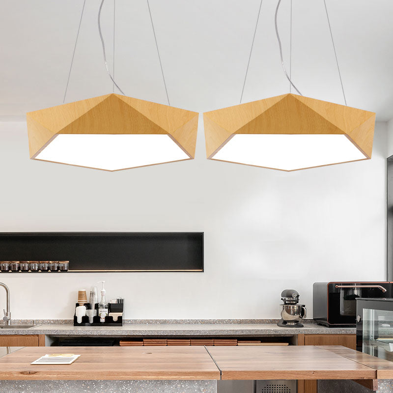 Nordic Acrylic Led Pendant Chandelier In Light Wood - Office Ceiling