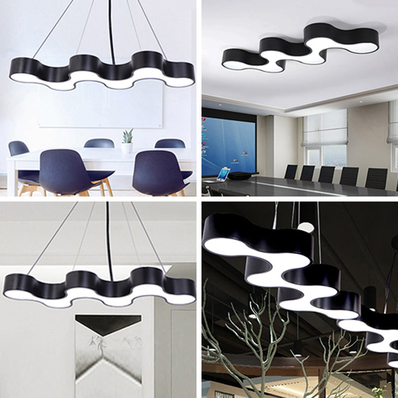 Modern Led Ceiling Light - Sleek Metal Office Chandelier Fixture