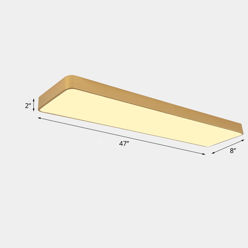 Minimalist Metal LED Ceiling Light with Wood Grain Flush Mount - Office Lighting