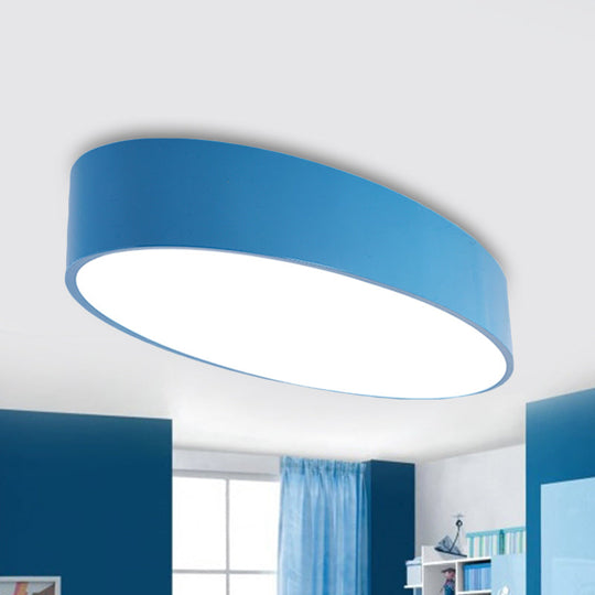 Modern Oval Acrylic LED Flush Mount Ceiling Light - Simple Style Lamp for Kids' Bedrooms, Multiple Colors and Sizes