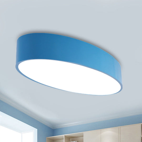 Modern Oval Acrylic LED Flush Mount Ceiling Light - Simple Style Lamp for Kids' Bedrooms, Multiple Colors and Sizes