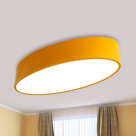 Modern Oval Acrylic LED Flush Mount Ceiling Light - Simple Style Lamp for Kids' Bedrooms, Multiple Colors and Sizes