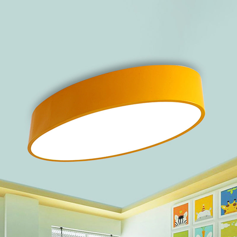 Modern Oval Acrylic LED Flush Mount Ceiling Light - Simple Style Lamp for Kids' Bedrooms, Multiple Colors and Sizes