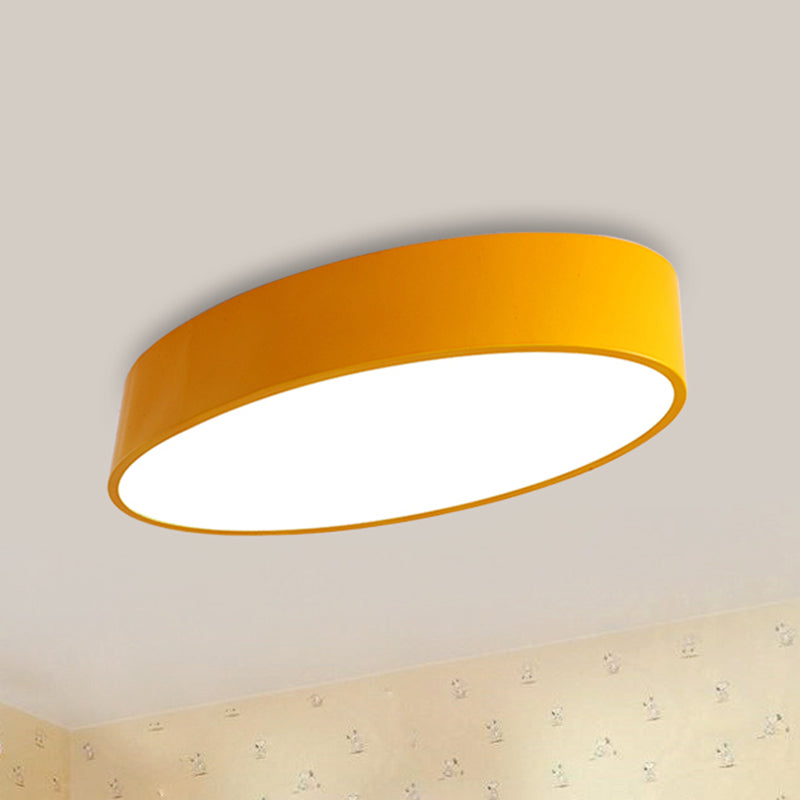 Modern Oval Acrylic LED Flush Mount Ceiling Light - Simple Style Lamp for Kids' Bedrooms, Multiple Colors and Sizes