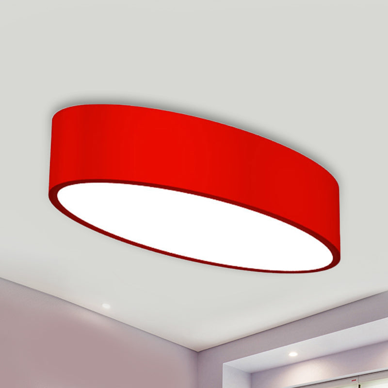 Modern Oval Acrylic LED Flush Mount Ceiling Light - Simple Style Lamp for Kids' Bedrooms, Multiple Colors and Sizes