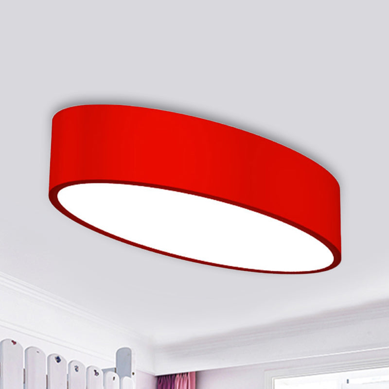 Modern Oval Acrylic LED Flush Mount Ceiling Light - Simple Style Lamp for Kids' Bedrooms, Multiple Colors and Sizes