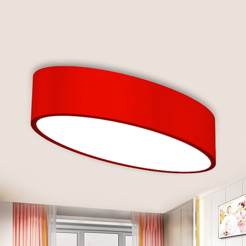 Modern Oval Acrylic LED Flush Mount Ceiling Light - Simple Style Lamp for Kids' Bedrooms, Multiple Colors and Sizes