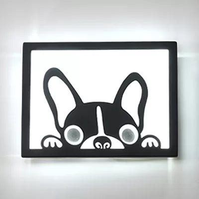 Cute Cartoon Slim Panel Wall Light For Kids Bedroom - Acrylic Sconce With Adorable Pattern Black /