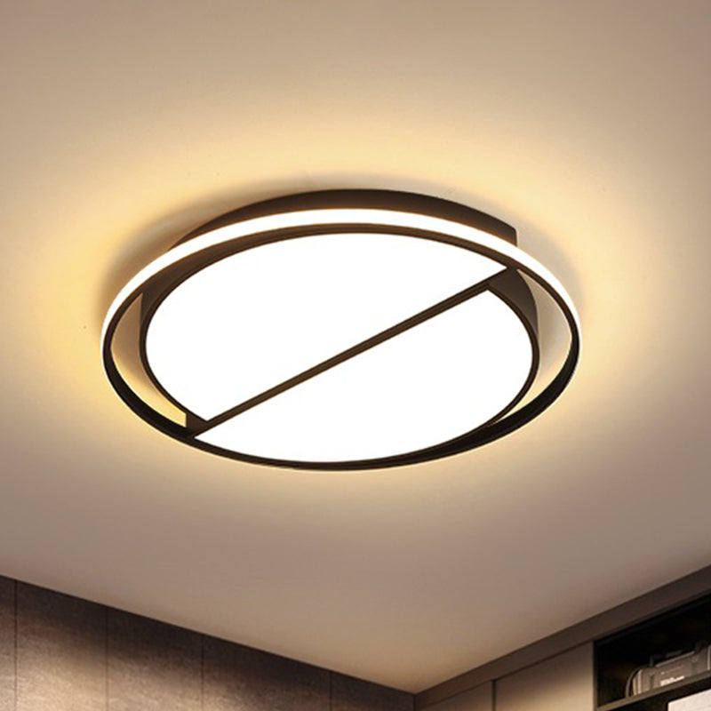 Black Led Flush Mount Half-Circle Acrylic Ceiling Lamp For Study Room