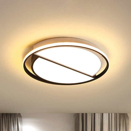 Black LED Flush Mount Half-Circle Acrylic Ceiling Lamp for Study Room