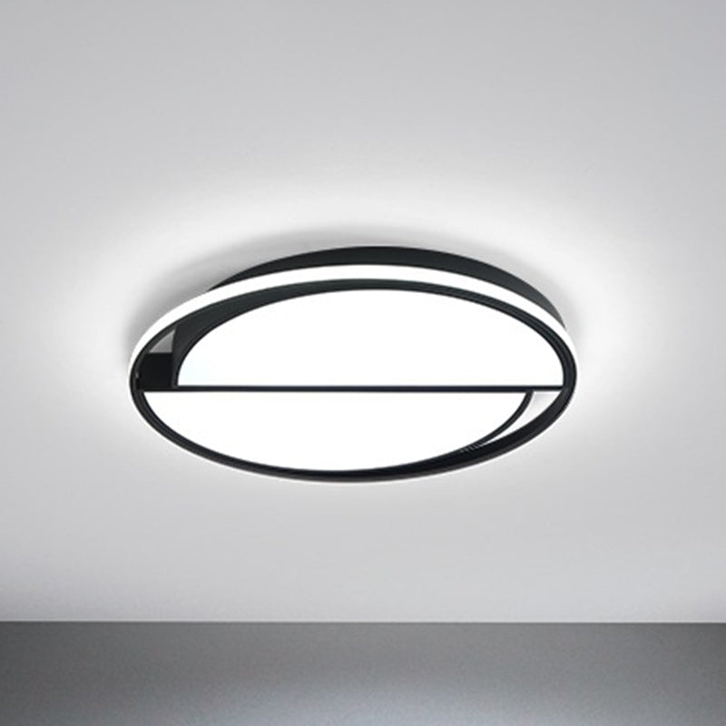 Black LED Flush Mount Half-Circle Acrylic Ceiling Lamp for Study Room