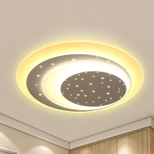 Starlit Acrylic Crescent Led Ceiling Light: A Romantic Flushmount For Girls Bedroom White / 17