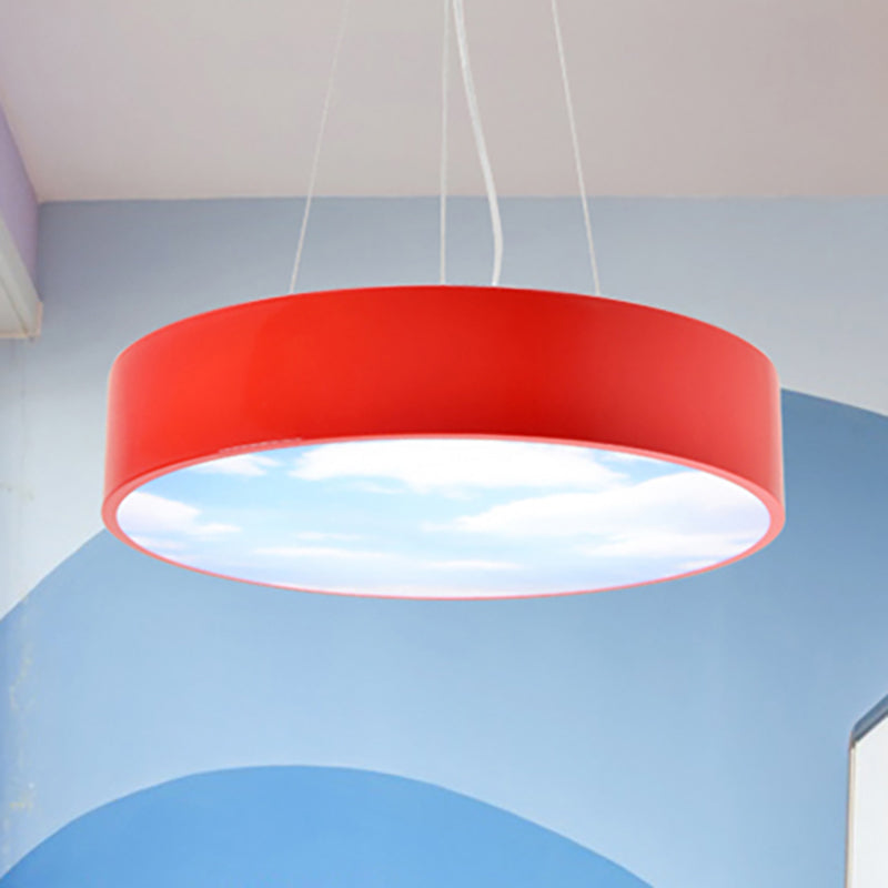 Bright Round Led Pendant Lamp With Colorful Acrylic Sky Design For Kindergarten