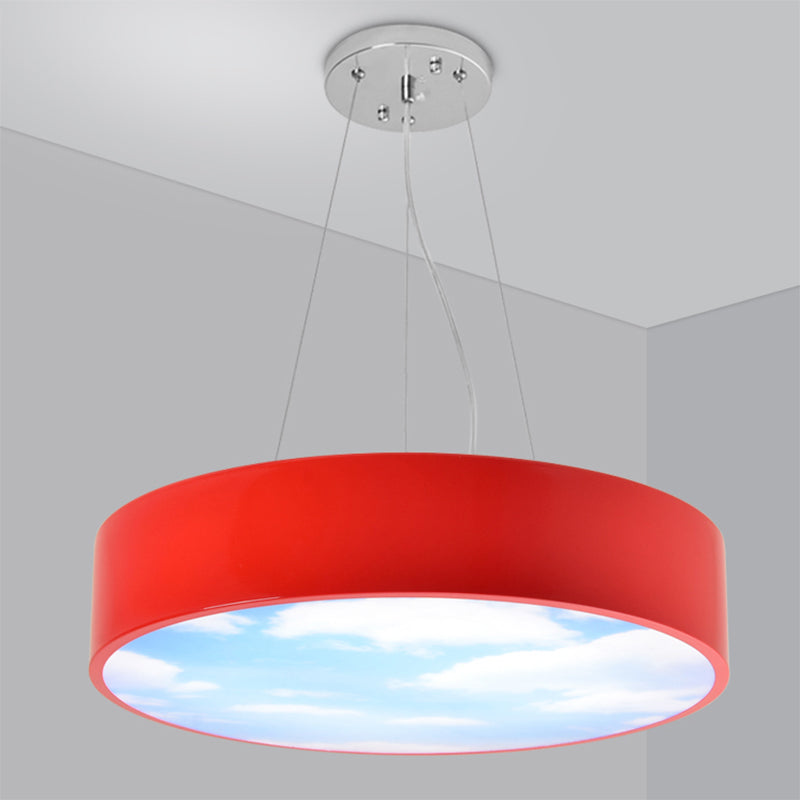 Bright Round Led Pendant Lamp With Colorful Acrylic Sky Design For Kindergarten