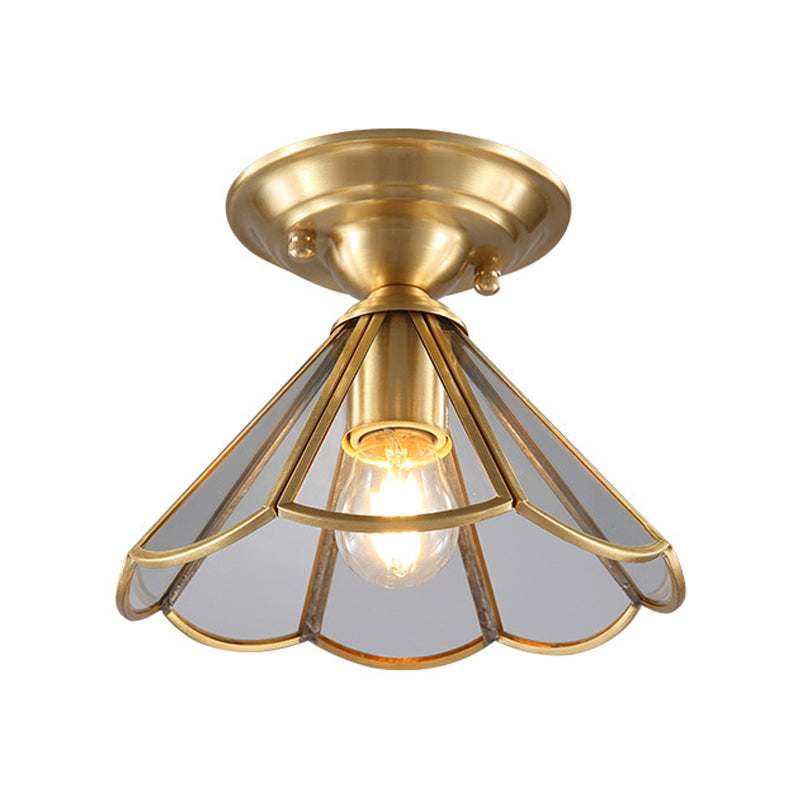 Traditional Gold Tapered Semi Flush Mount Ceiling Light for Living Room