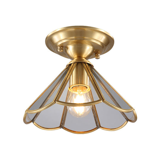 Traditional Gold Tapered Semi Flush Mount Ceiling Light for Living Room