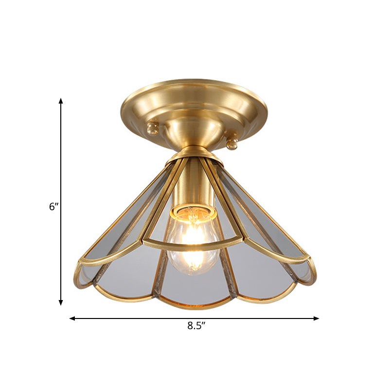 Traditional Gold Tapered Semi Flush Mount Ceiling Light for Living Room