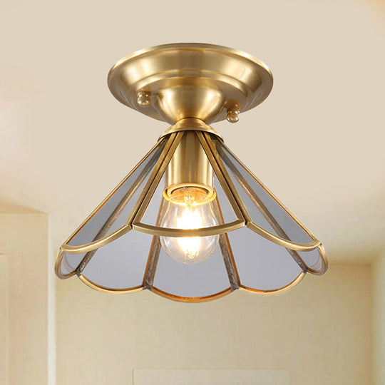 Traditional Gold Tapered Semi Flush Mount Ceiling Light for Living Room