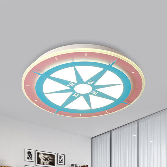 Girls Room Pink Acrylic Compass LED Ceiling Lamp