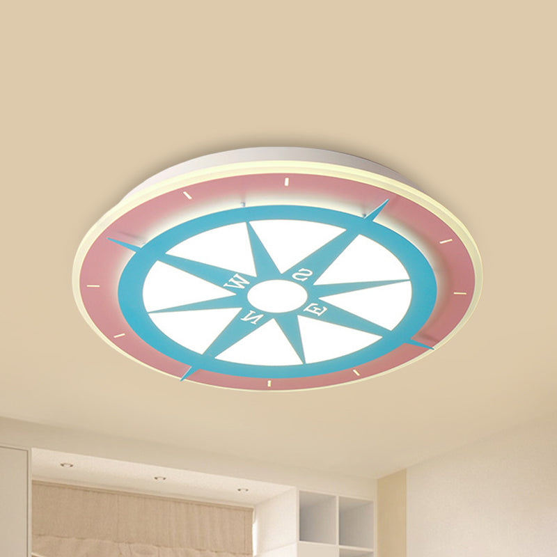 Girls Room Pink Acrylic Compass LED Ceiling Lamp