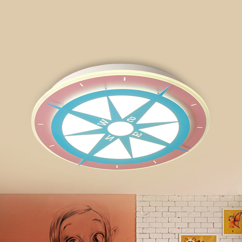 Girls Room Pink Acrylic Compass LED Ceiling Lamp