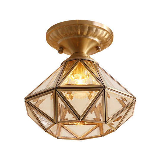 Diamond Clear Glass Semi Flush Mount Ceiling Light Fixture - Traditional White Textured Chandelier for Living Room