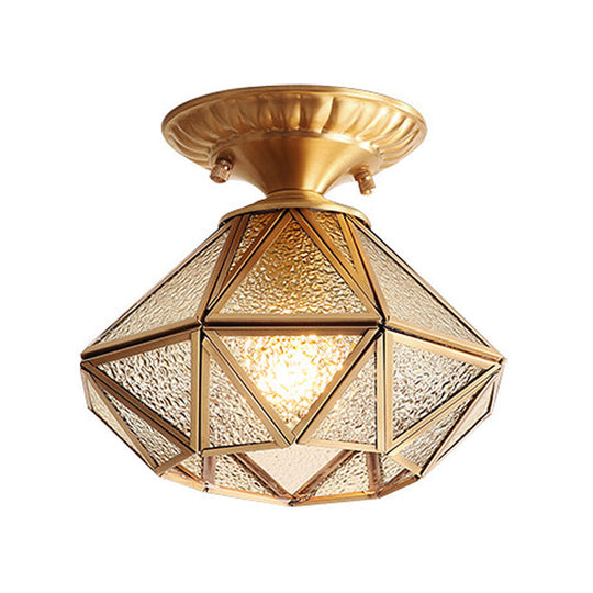 Diamond Clear Glass Semi Flush Mount Ceiling Light Fixture - Traditional White Textured Chandelier