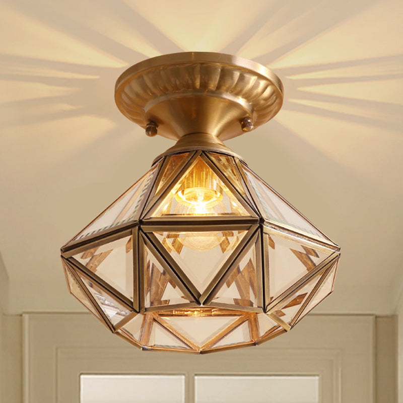 Diamond Clear Glass Semi Flush Mount Ceiling Light Fixture - Traditional White Textured Chandelier for Living Room