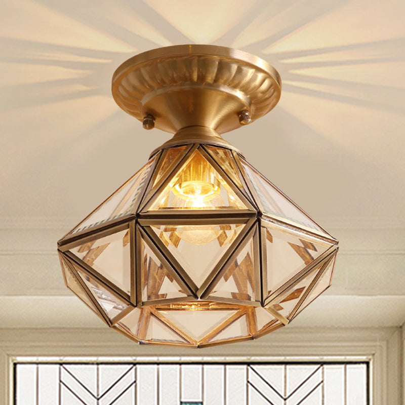 Diamond Clear Glass Semi Flush Mount Ceiling Light Fixture - Traditional White Textured Chandelier for Living Room