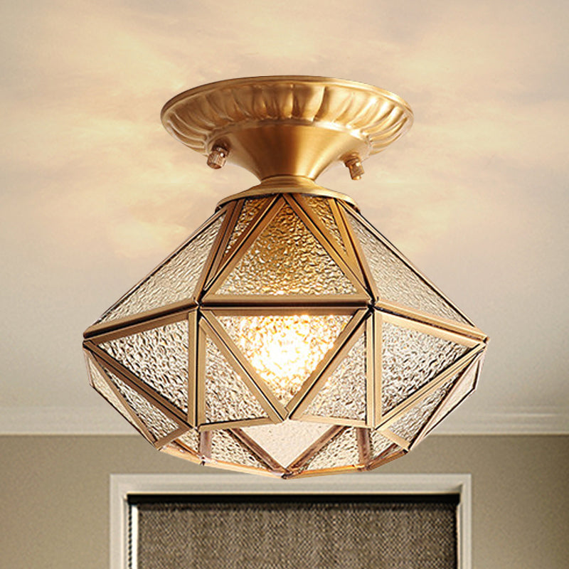 Diamond Clear Glass Semi Flush Mount Ceiling Light Fixture - Traditional White Textured Chandelier for Living Room