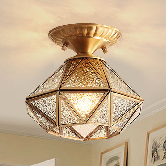 Diamond Clear Glass Semi Flush Mount Ceiling Light Fixture - Traditional White Textured Chandelier for Living Room