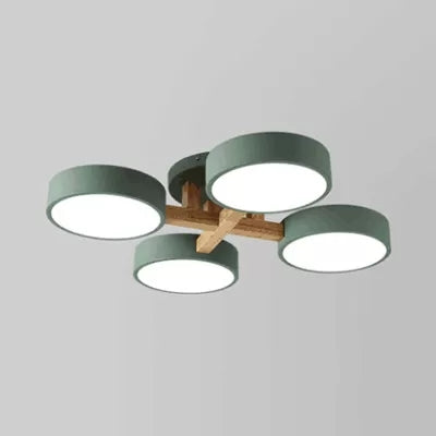 Stylish Macaron Metal Ceiling Light with 4 Heads for Study Room