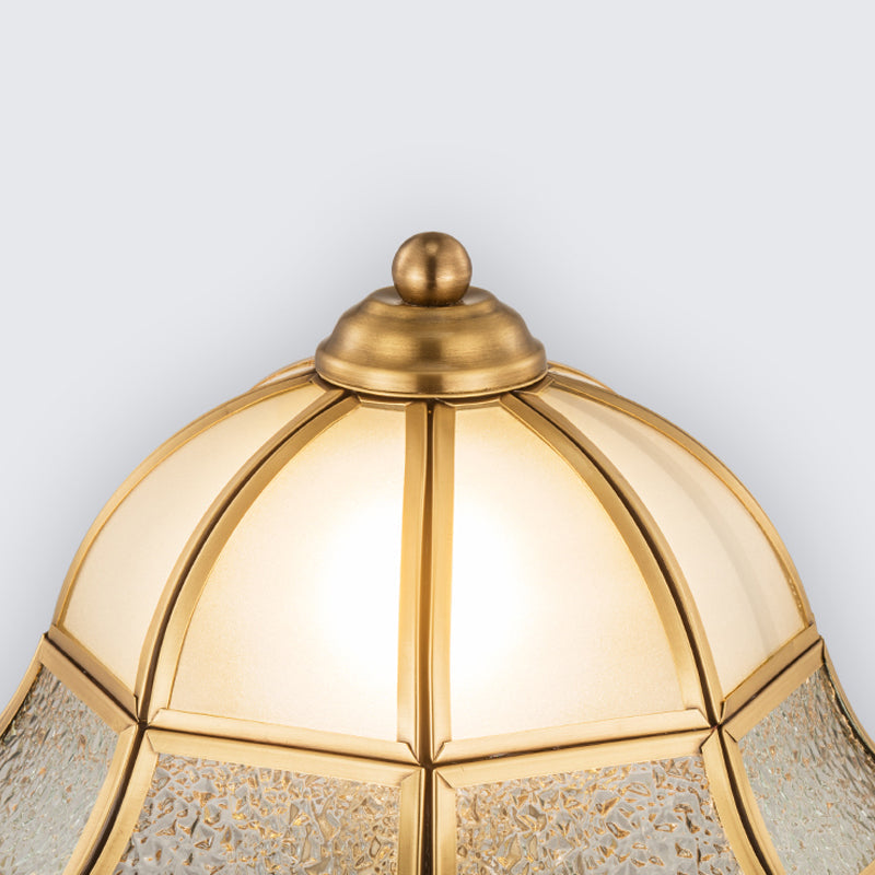 Opal Glass Brass Umbrella Semi Flush Ceiling Light Fixture - Traditional Design