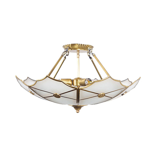 Traditional Brass Metal Flush Mount Ceiling Light with 3 Bulbs for Hallway