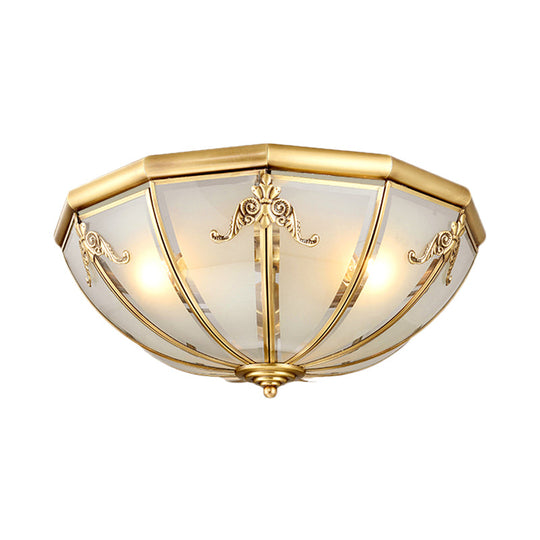 Traditional White Glass Brass Ceiling Chandelier - Flush Mount Umbrella Style With Multiple Bulbs 14