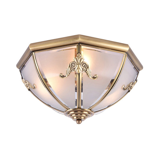 Traditional White Glass Brass Ceiling Chandelier - Flush Mount Umbrella Style With Multiple Bulbs 14