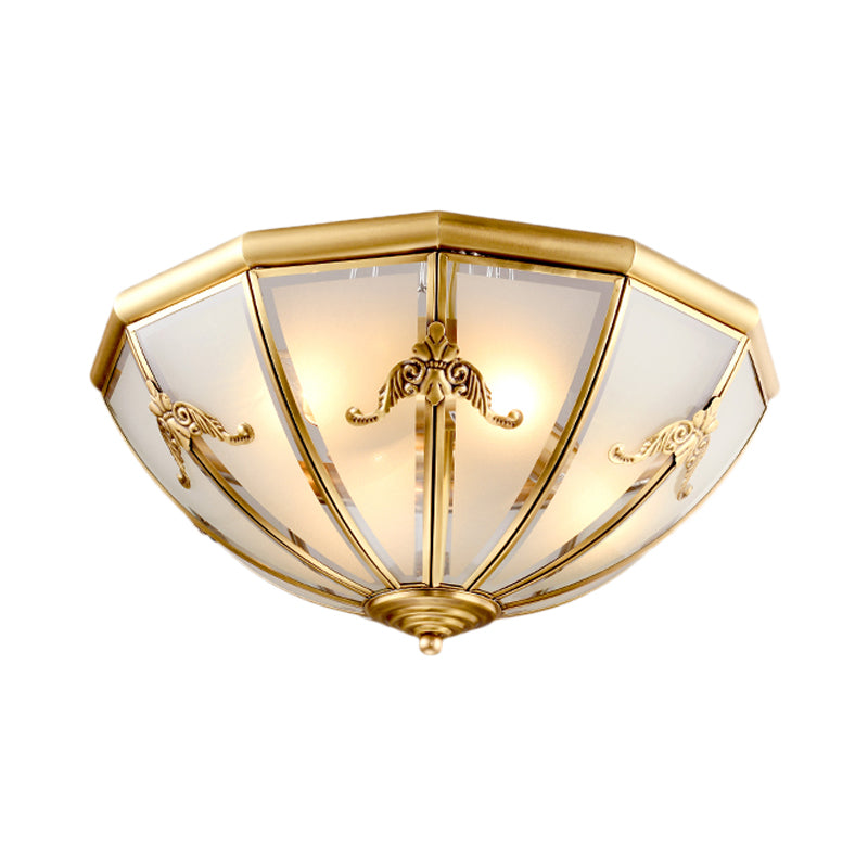 Traditional White Glass Brass Ceiling Chandelier - Flush Mount Umbrella Style With Multiple Bulbs 14