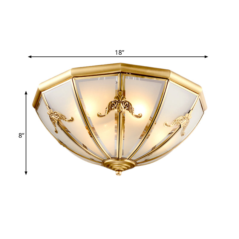 Traditional White Glass Brass Ceiling Chandelier - Flush Mount Umbrella Style With Multiple Bulbs 14