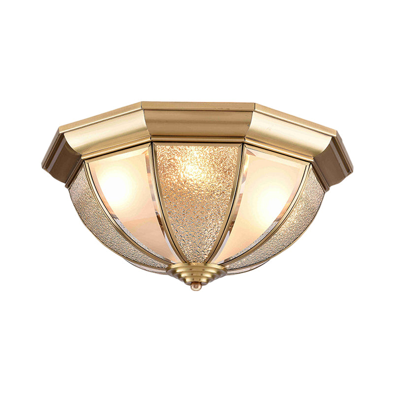 Tradition Glass Ceiling Light Fixture - Brass Hemisphere Flush Mount for Bedroom - 16"/19.5" Wide, 3/4 Bulb Capacity