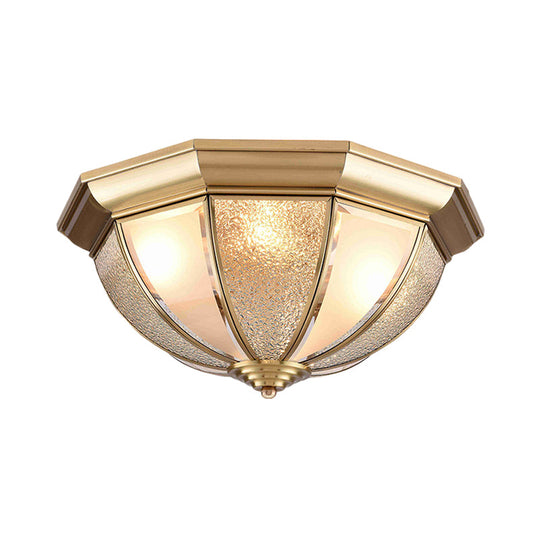 Tradition Glass Ceiling Light Fixture - Brass Hemisphere Flush Mount for Bedroom - 16"/19.5" Wide, 3/4 Bulb Capacity