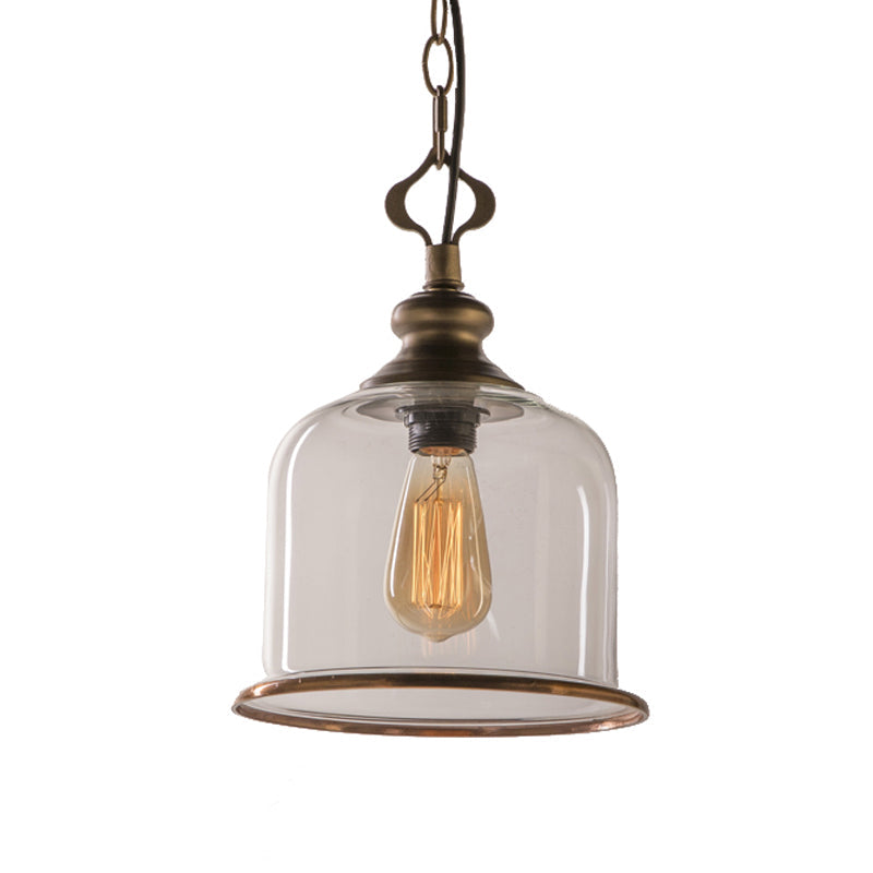 Classic Mason Jar Pendant Light - Clear Glass In Black/Brass