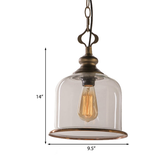 Classic Mason Jar Pendant Light - Clear Glass In Black/Brass