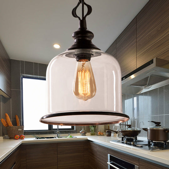 Classic Mason Jar Pendant Light - Clear Glass In Black/Brass