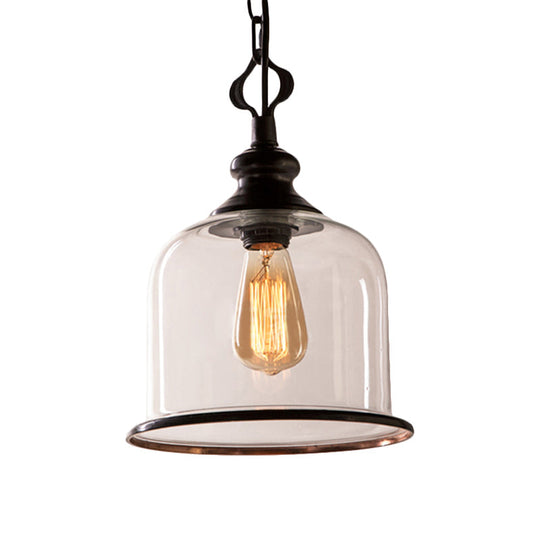 Classic Mason Jar Pendant Light - Clear Glass In Black/Brass