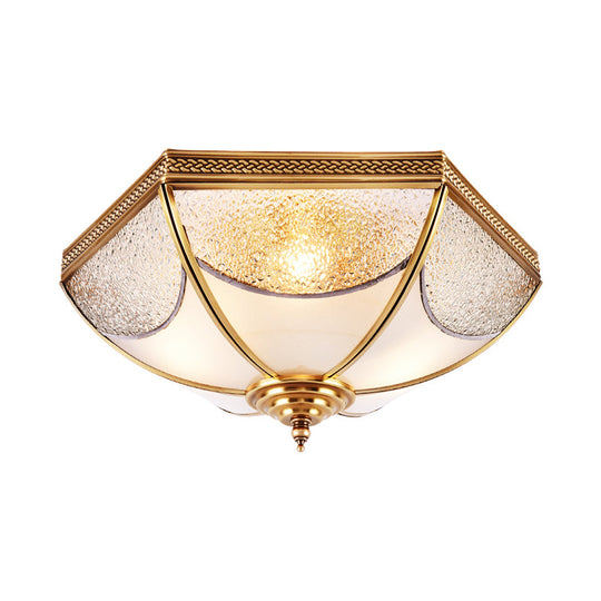 Ridged Flush Mount Traditional Glass Brass Chandelier - 14/18/23.5 Wide 3/4/6 Bulbs