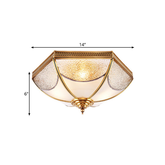 Ridged Flush Mount Traditional Glass Brass Chandelier - 14/18/23.5 Wide 3/4/6 Bulbs